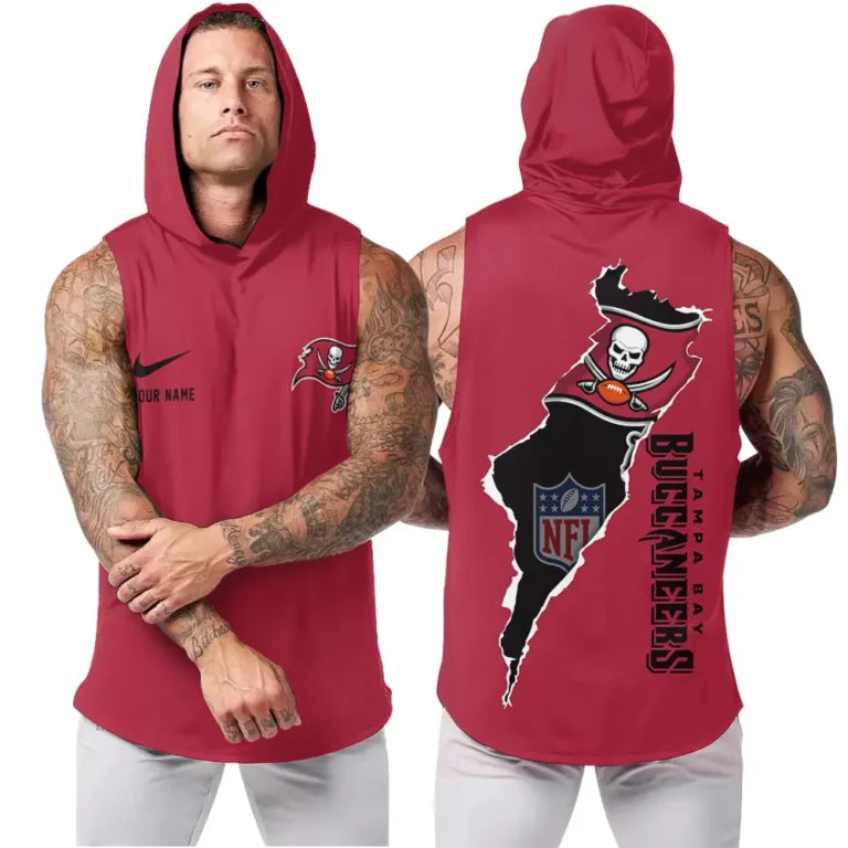 LIMITED EDITION - NEW CUSTOMIZED NFL10 TBB TAMPA BAY BUCCANEERS HOODED TANK TOP