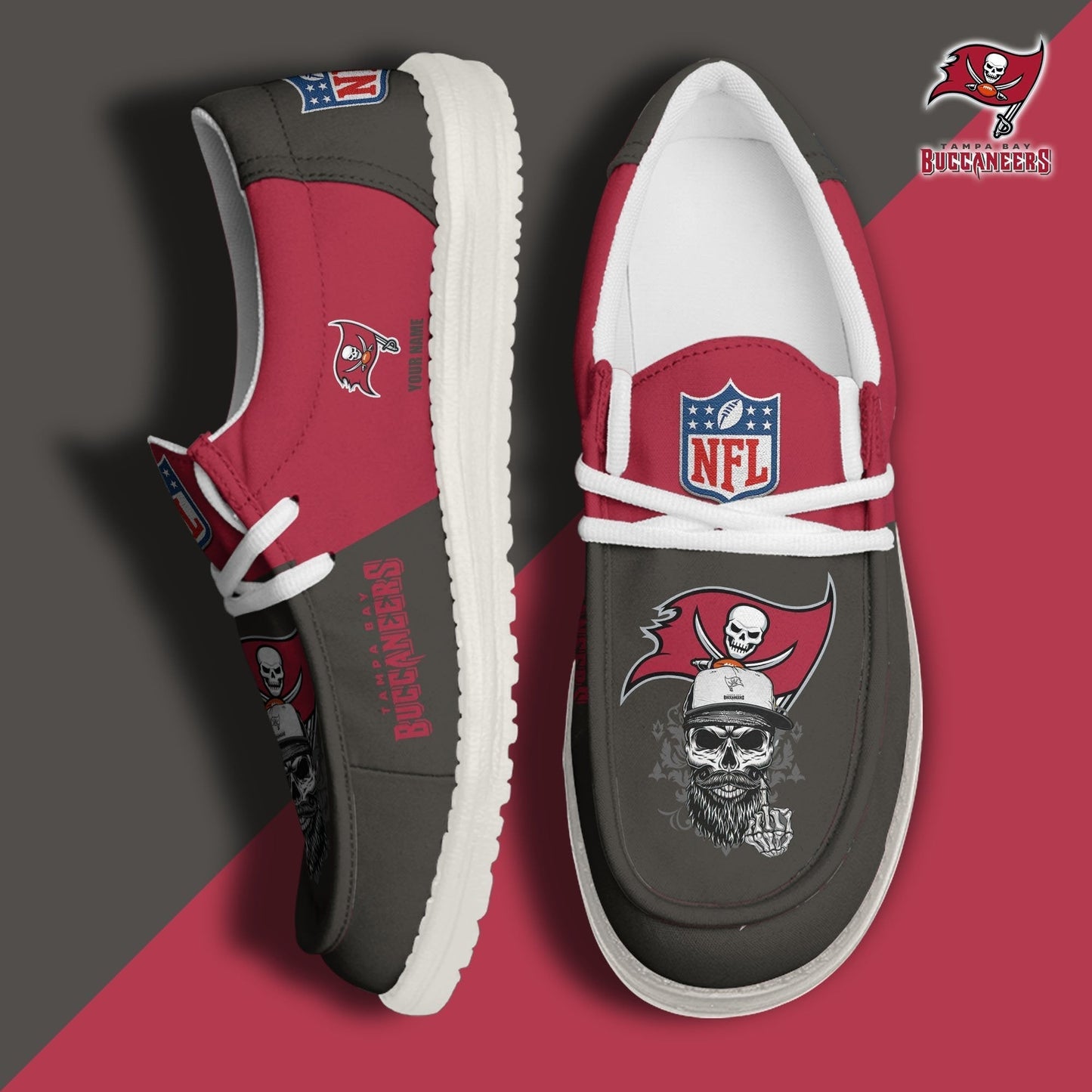 LIMITED EDITION - NEW CUSTOMIZED NFL10 TBB TAMPA BAY BUCCANEERS LOAFER SHOES