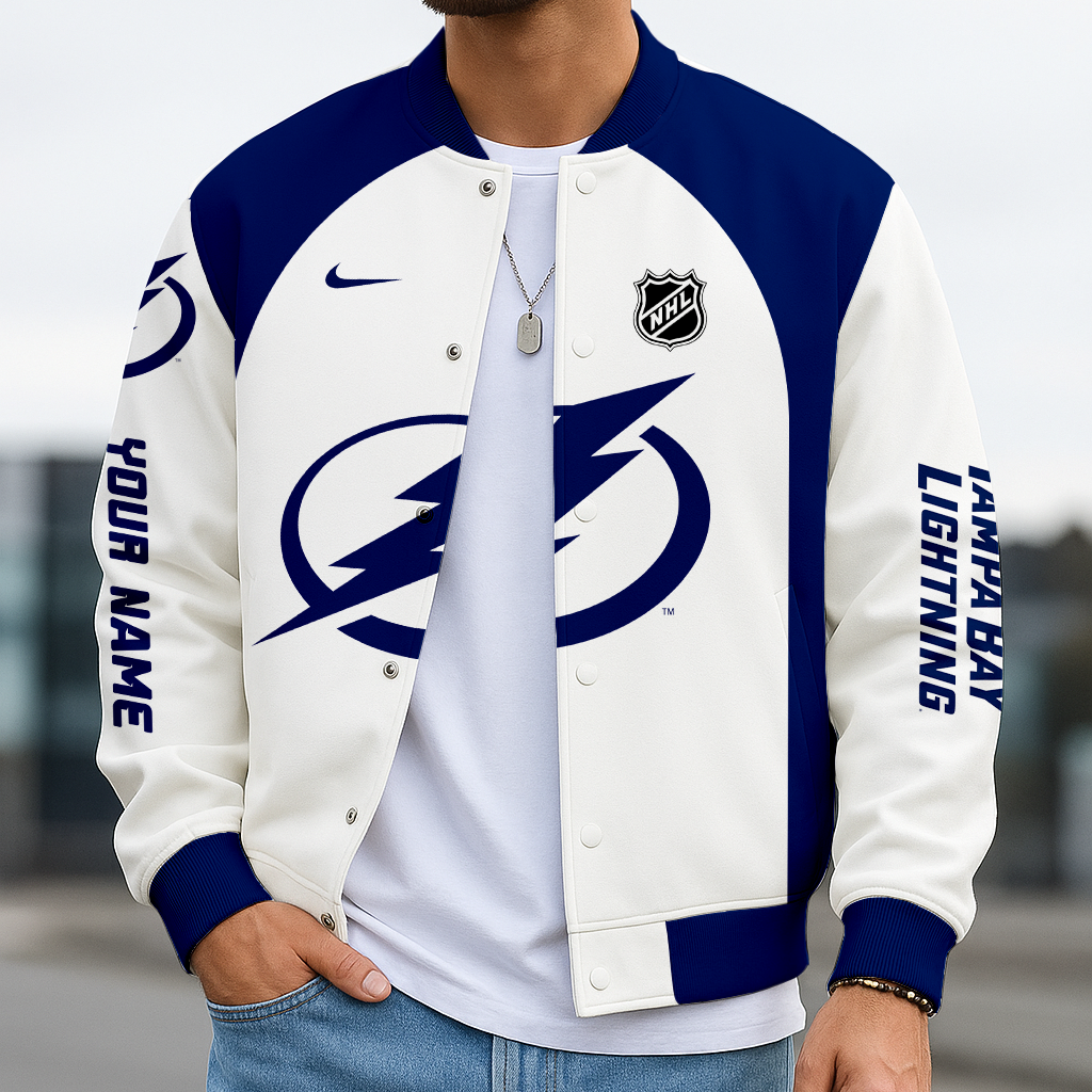 LIMITED EDITION - NEW CUSTOMIZED NHL12 TPL TAMPA BAY LIGHTNING SATIN VARSITY JACKET & BASEBALL JACKET
