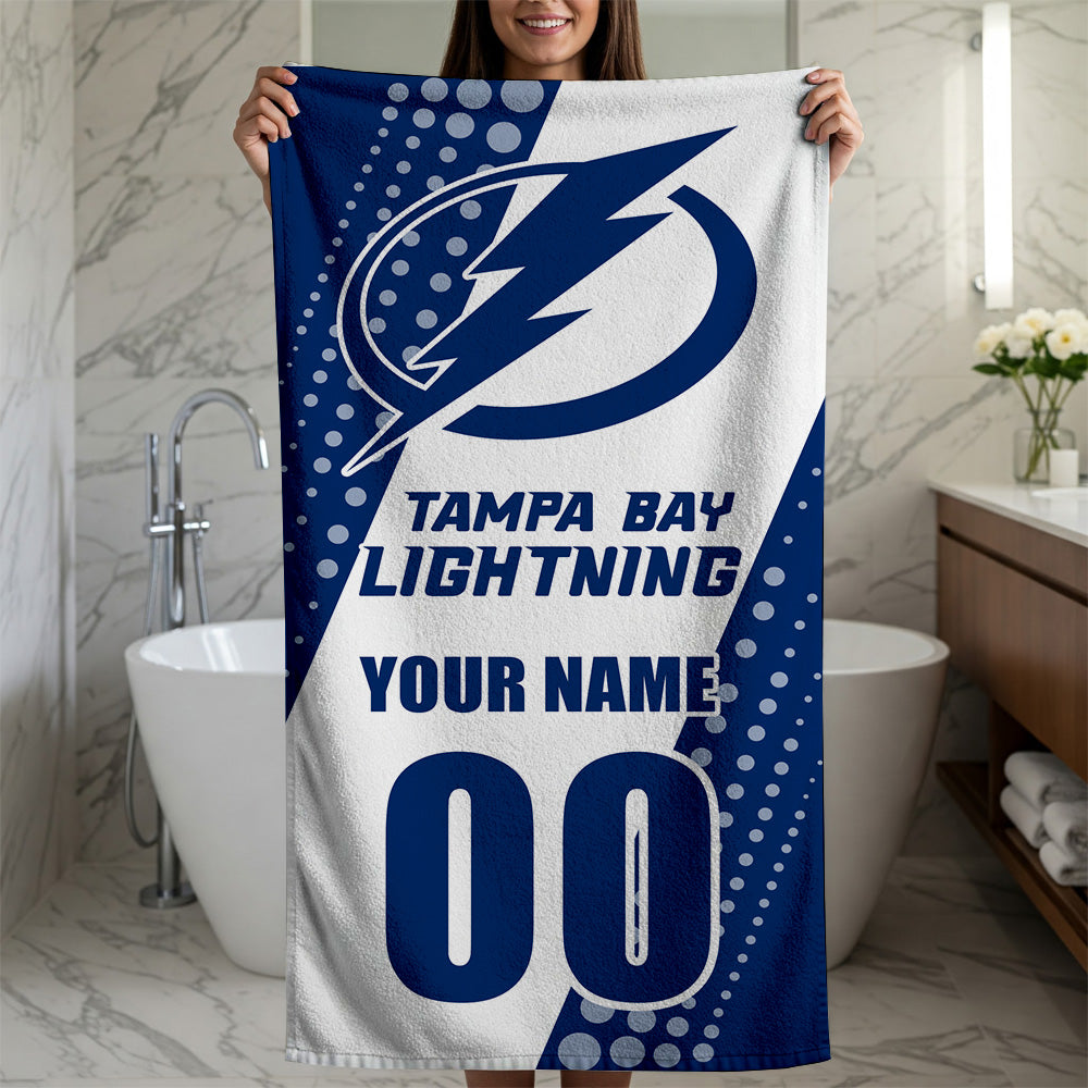 LIMITED EDITION - NEW CUSTOMIZED NHL12 TPL TAMPA BAY LIGHTNING BEACH & BATH TOWEL