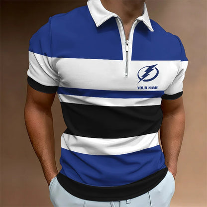 LIMITED EDITION - NEW CUSTOMIZED NHL12 TPL TAMPA BAY LIGHTNING ZIP POLO SHIRT