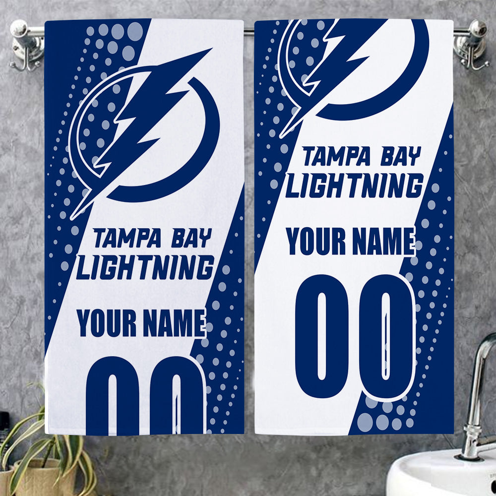 LIMITED EDITION - NEW CUSTOMIZED NHL12 TPL TAMPA BAY LIGHTNING BEACH & BATH TOWEL