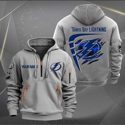 LIMITED EDITION - NEW CUSTOMIZED NHL12 TPL TAMPA BAY LIGHTNING QUARTER ZIP HOODIE