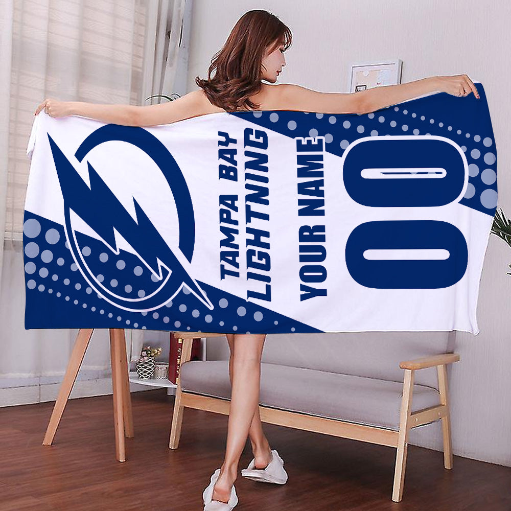 LIMITED EDITION - NEW CUSTOMIZED NHL12 TPL TAMPA BAY LIGHTNING BEACH & BATH TOWEL
