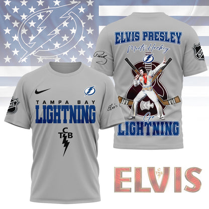 LIMITED EDITION - NEW CUSTOMIZED NHL12 TPL TAMPA BAY LIGHTNING X ELVIS PRESLEY FAN 3D SHIRT