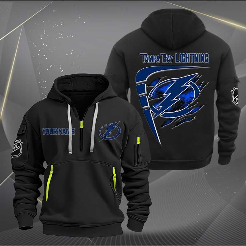 LIMITED EDITION - NEW CUSTOMIZED NHL12 TPL TAMPA BAY LIGHTNING QUARTER ZIP HOODIE