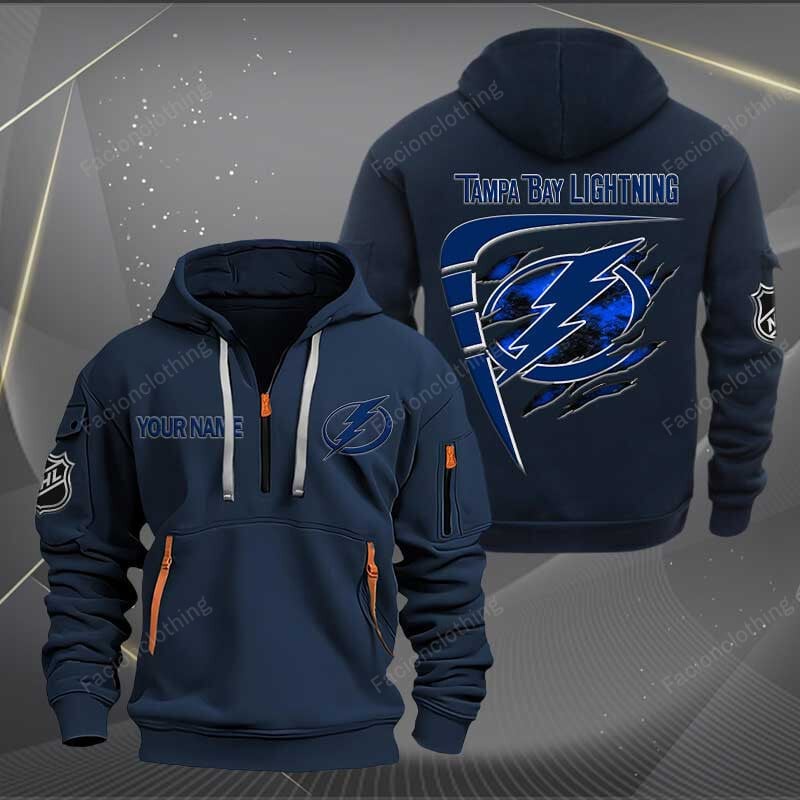 LIMITED EDITION - NEW CUSTOMIZED NHL12 TPL TAMPA BAY LIGHTNING QUARTER ZIP HOODIE