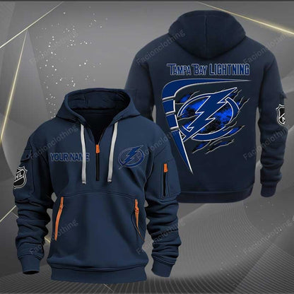 LIMITED EDITION - NEW CUSTOMIZED NHL12 TPL TAMPA BAY LIGHTNING QUARTER ZIP HOODIE