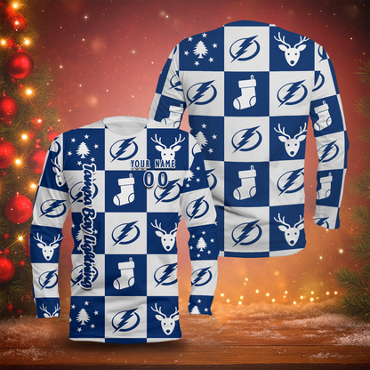 LIMITED EDITION - NEW CUSTOMIZED NHL12 TPL TAMPA BAY LIGHTNING LONG SLEEVED T-SHIRT