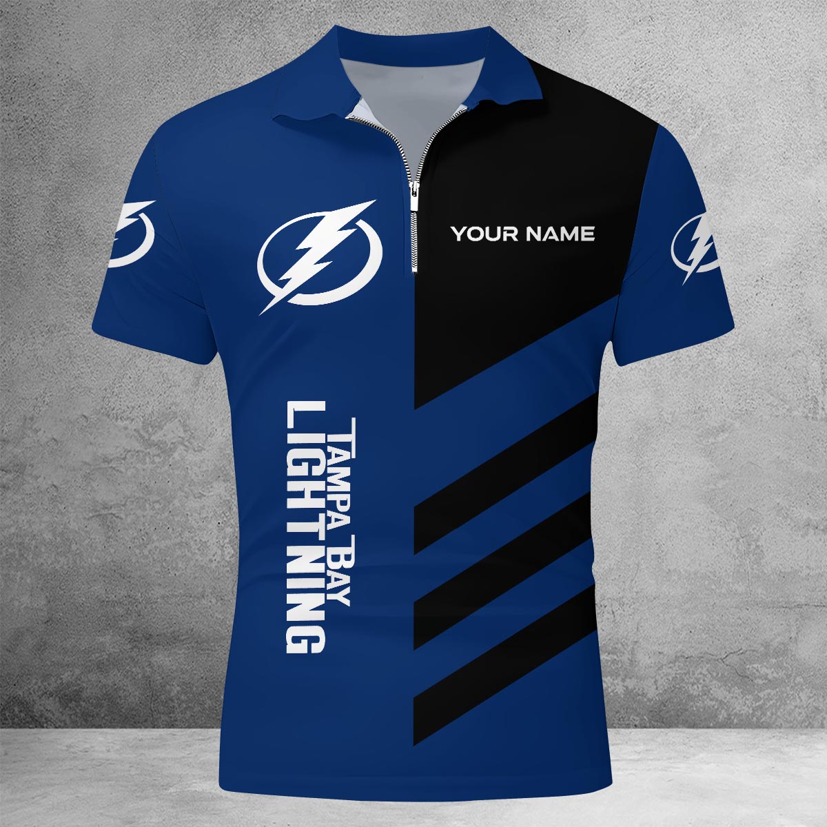 LIMITED EDITION - NEW CUSTOMIZED NHL12 TPL TAMPA BAY LIGHTNING ZIP POLO SHIRT