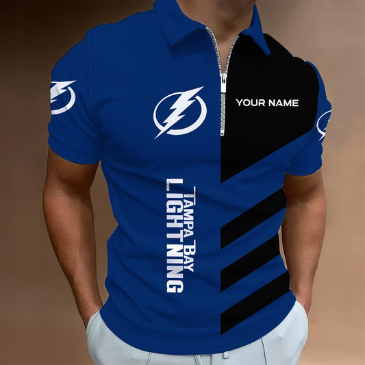 LIMITED EDITION - NEW CUSTOMIZED NHL12 TPL TAMPA BAY LIGHTNING ZIP POLO SHIRT