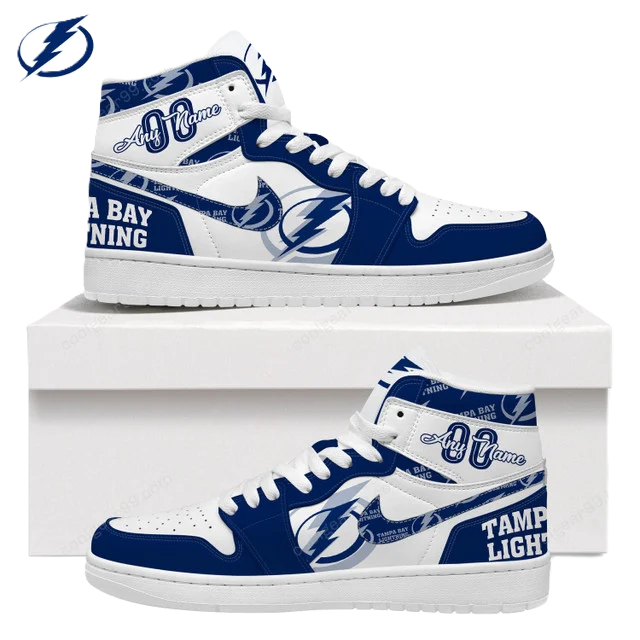 LIMITED EDITION - NEW CUSTOMIZED NHL12 TB LIGHTNING AIR JORDAN SNEAKERS