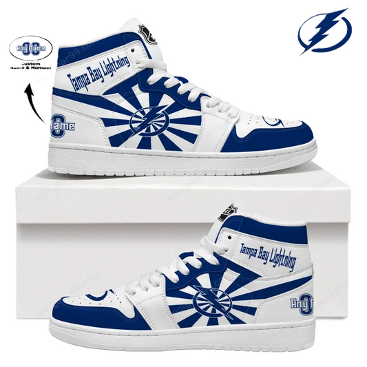 LIMITED EDITION - NEW CUSTOMIZED NHL12 TB LIGHTNING AIR JORDAN SNEAKERS