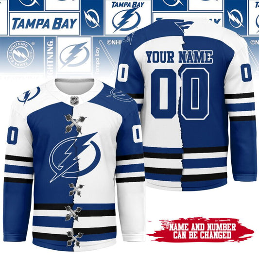[SUPER SALE] NEW CUSTOMIZED NHL12 TPL TAMPA BAY LIGHTNING UNISEX HOCKEY JERSEY