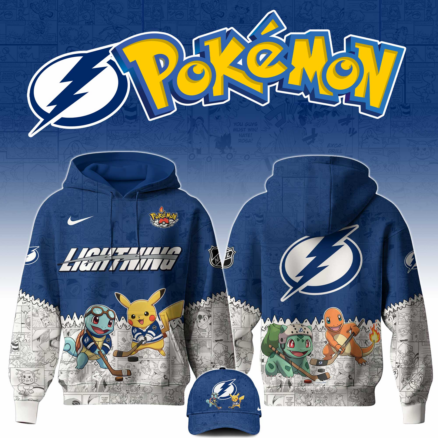 LIMITED EDITION - NEW CUSTOMIZED NHL12 TPL TAMPA BAY LIGHTNING X POKÉMON T-SHIRT, SWEATSHIRT, HOODIE & ZIP HOODIE