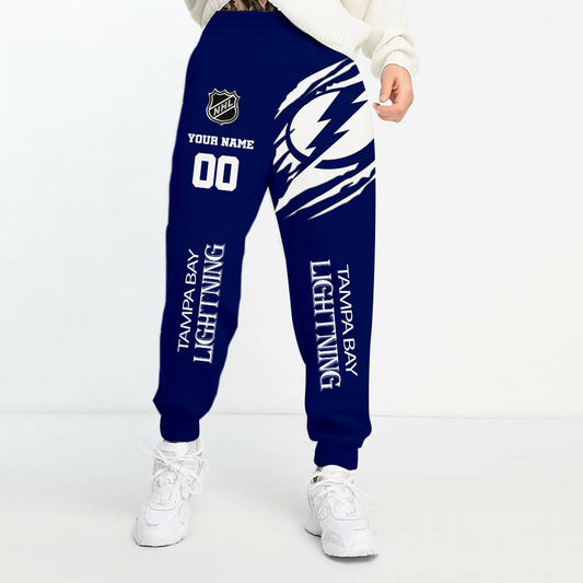 LIMITED EDITION - NEW CUSTOMIZED NHL12 TPL TAMPA BAY LIGHTNING UNISEX LONG PANTS