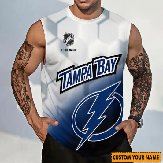 LIMITED EDITION - NEW CUSTOMIZED NHL12 TPL TAMPA BAY LIGHTNING TANK TOP & GYM SHIRT