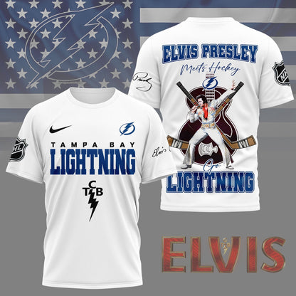 LIMITED EDITION - NEW CUSTOMIZED NHL12 TPL TAMPA BAY LIGHTNING X ELVIS PRESLEY FAN 3D SHIRT