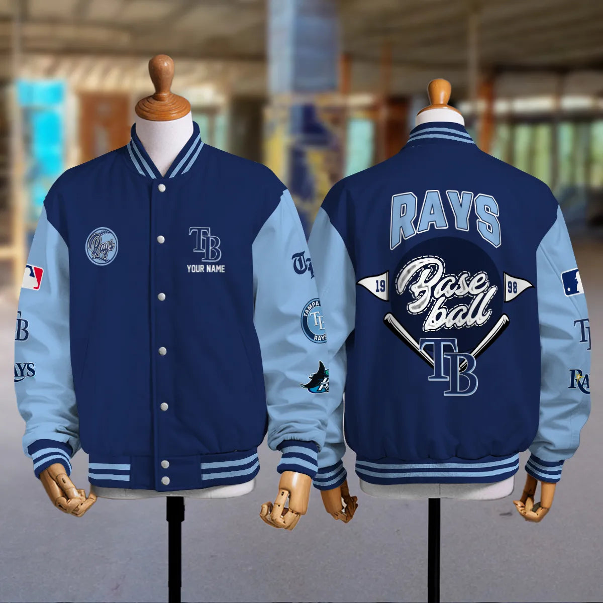 LIMITED EDITION - NEW PREMIUM MLB21 TBR TAMPA BAY RAYS SATIN VARSITY JACKET