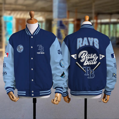 LIMITED EDITION - NEW PREMIUM MLB21 TBR TAMPA BAY RAYS SATIN VARSITY JACKET