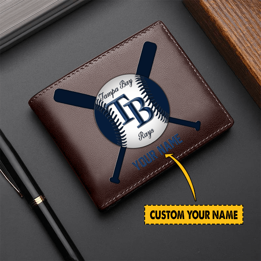 LIMITED EDITION - NEW CUSTOMIZED MLB21 TBR TAMPA BAY RAYS LEATHER WALLET