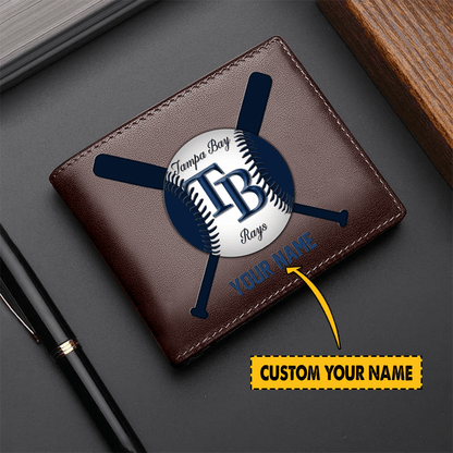 LIMITED EDITION - NEW CUSTOMIZED MLB21 TBR TAMPA BAY RAYS LEATHER WALLET