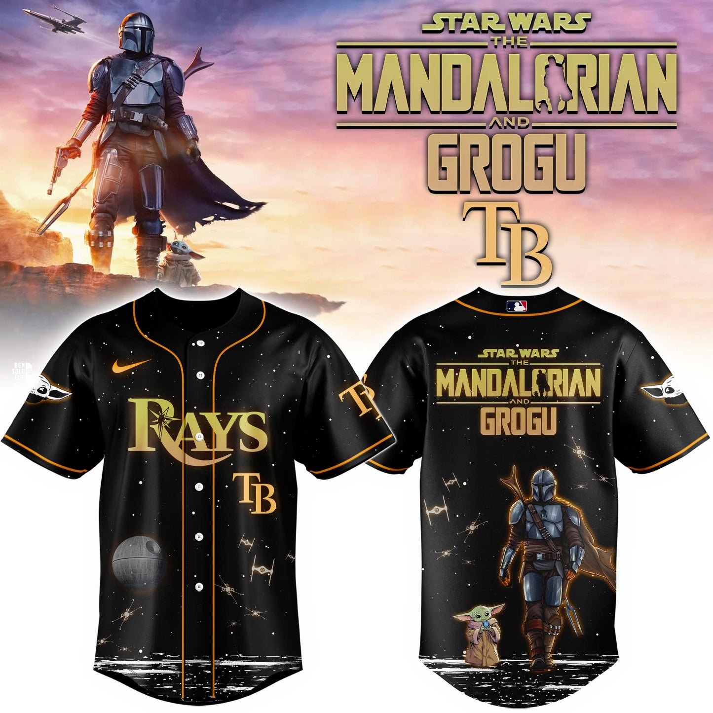 LIMITED EDITION - NEW CUSTOMIZED MLB21 TB RAYS x STAR WARS BASEBALL JERSEY & CAP