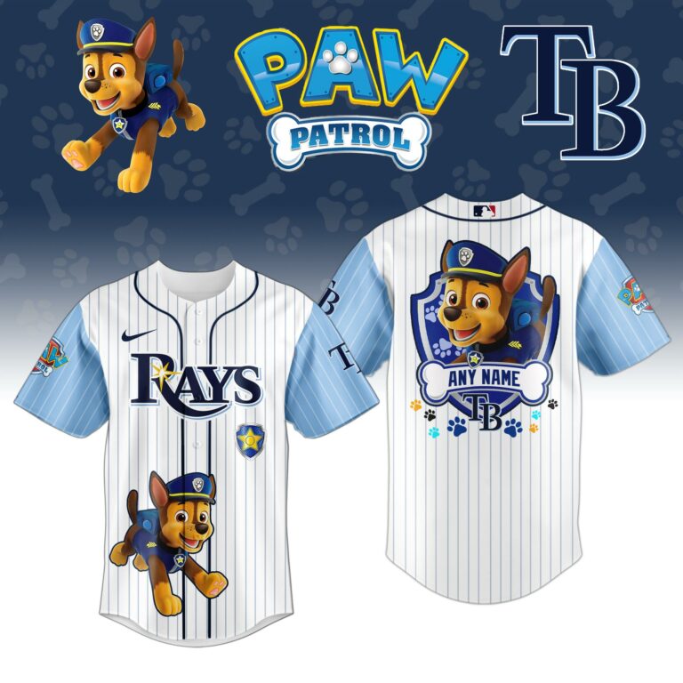 LIMITED EDITION - NEW CUSTOMIZED MLB21 TBR TAMPA BAY RAYS x PAW PATROL BASEBALL JERSEY & CAP