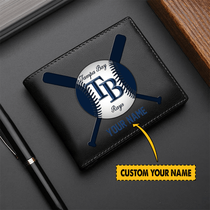 LIMITED EDITION - NEW CUSTOMIZED MLB21 TBR TAMPA BAY RAYS LEATHER WALLET