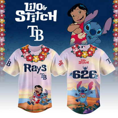 LIMITED EDITION - NEW CUSTOMIZED MLB21 TB RAYS x LILO & STITCH BASEBALL JERSEY