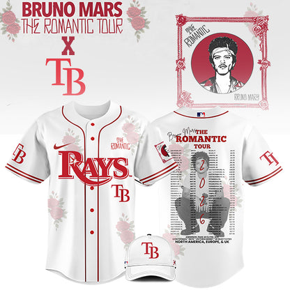 LIMITED EDITION - NEW CUSTOMIZED MLB21 TB RAYS x BRUNO MARS BASEBALL JERSEY & CAP