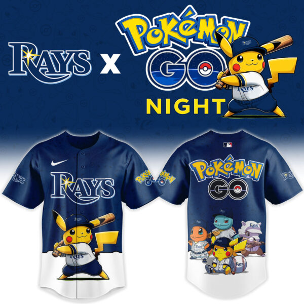 LIMITED EDITION - NEW CUSTOMIZED MLB21 TBR TAMPA BAY RAYS x POKEMON BASEBALL JERSEY & CAP
