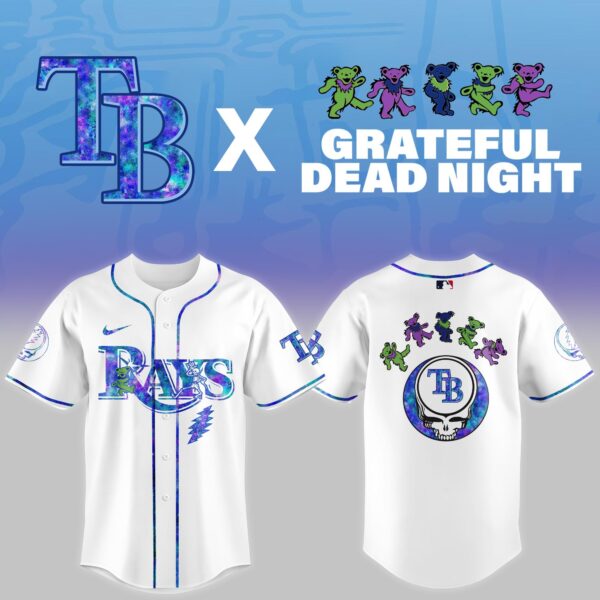 LIMITED EDITION - NEW CUSTOMIZED MLB21 TB RAYS x GRATEFUL DEAD BASEBALL JERSEY