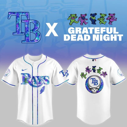 LIMITED EDITION - NEW CUSTOMIZED MLB21 TB RAYS x GRATEFUL DEAD BASEBALL JERSEY