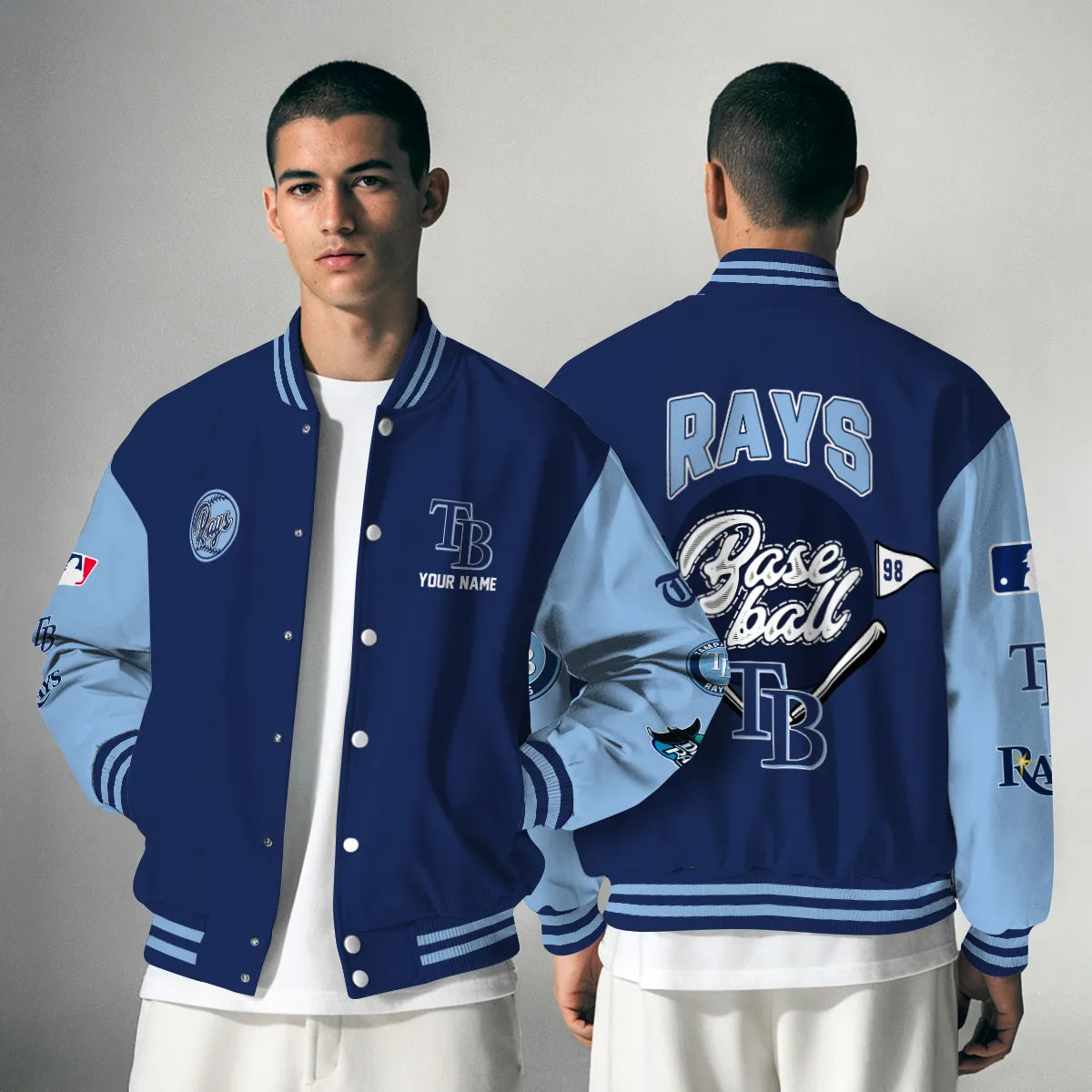 LIMITED EDITION - NEW PREMIUM MLB21 TBR TAMPA BAY RAYS SATIN VARSITY JACKET