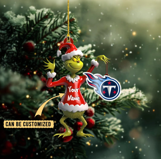 LIMITED EDITION - NEW CUSTOMIZED NFL31 TST TENNESSEE TITANS THE GRINCH ACRYLIC ORNAMENT