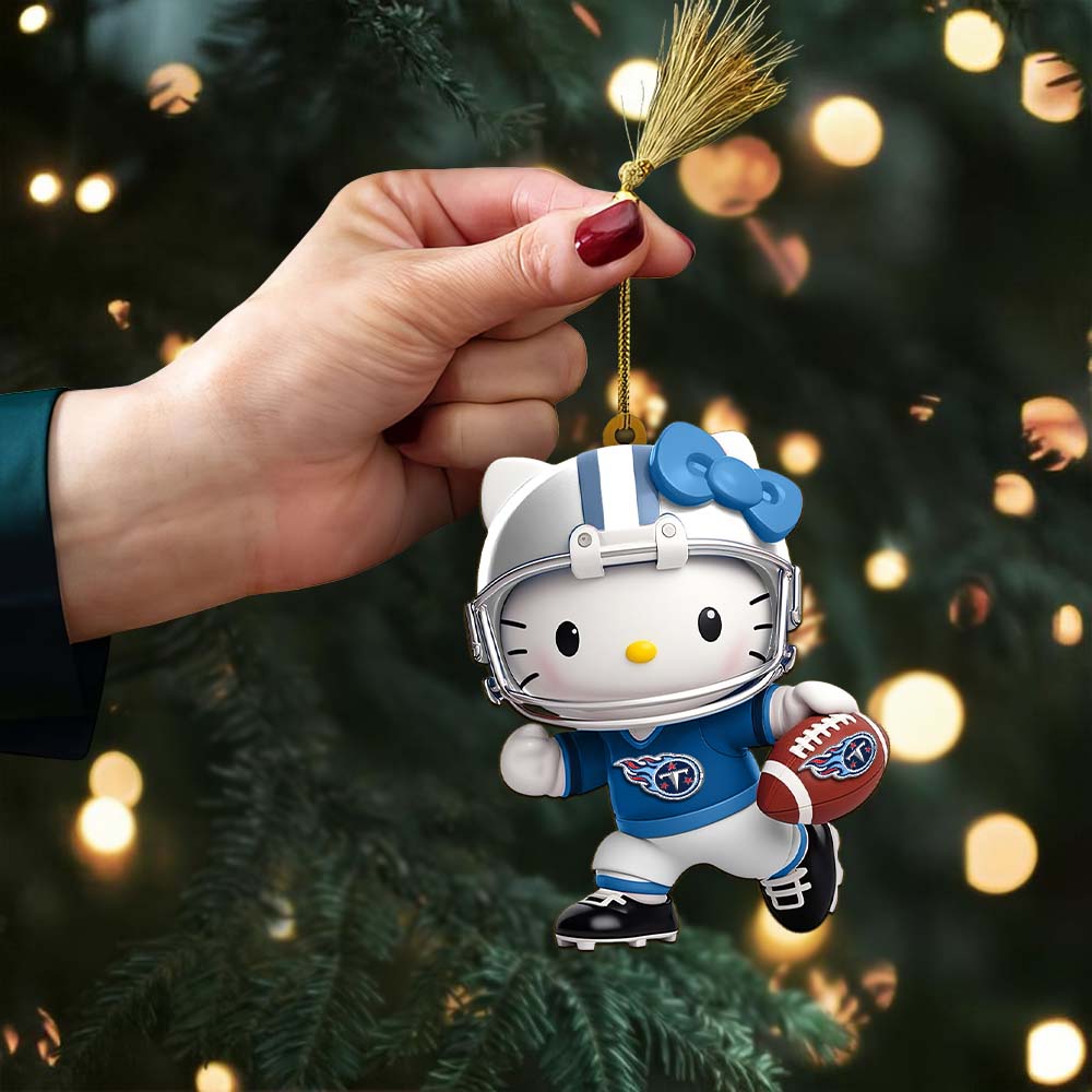 LIMITED EDITION - NEW CUSTOMIZED NFL31 TST TENNESSEE TITANS HELLO KITTY ACRYLIC ORNAMENT