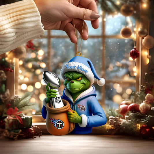 LIMITED EDITION - NEW CUSTOMIZED NFL31 TST TENNESSEE TITANS THE GRINCH ACRYLIC ORNAMENT