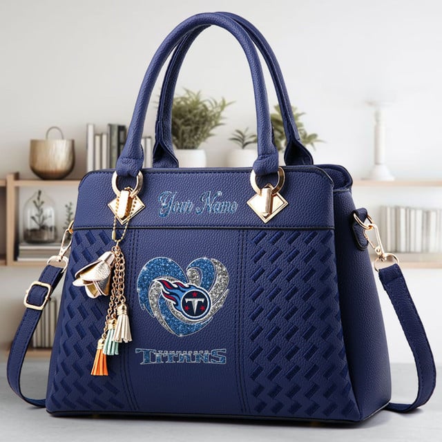 LIMITED EDITION - NEW CUSTOMIZED NFL31 TST TENNESSEE TITANS ZIP HANDBAG MULTICOLOR