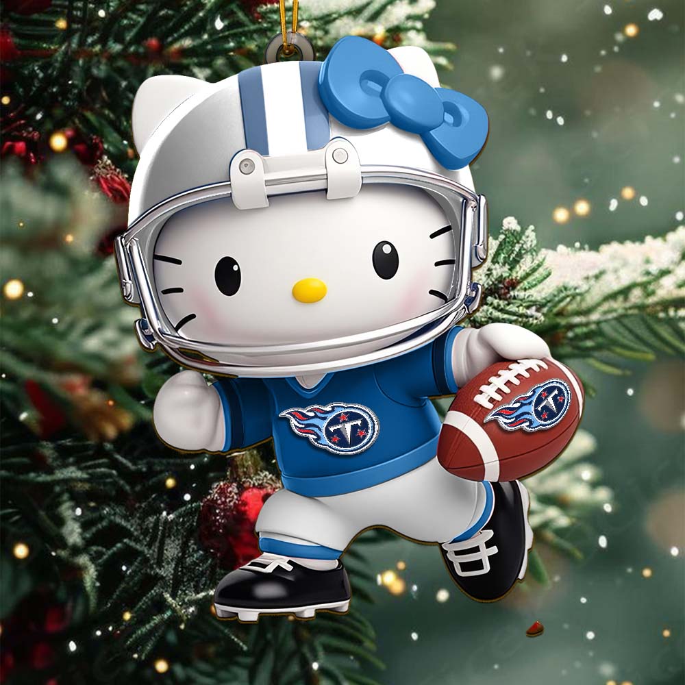 LIMITED EDITION - NEW CUSTOMIZED NFL31 TST TENNESSEE TITANS HELLO KITTY ACRYLIC ORNAMENT