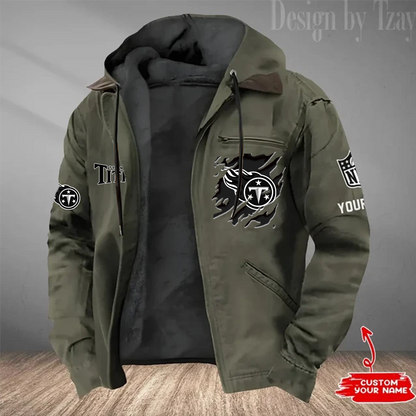 LIMITED EDITION - NEW CUSTOMIZED NFL31 TST TENNESSEE TITANS HOODED CARDIGAN JACKET