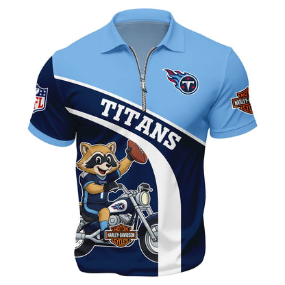 LIMITED EDITION - NEW CUSTOMIZED NFL31 TST TENNESSEE TITANS HARLEY-DAVIDSON POLO WITH ZIPPER SHIRT