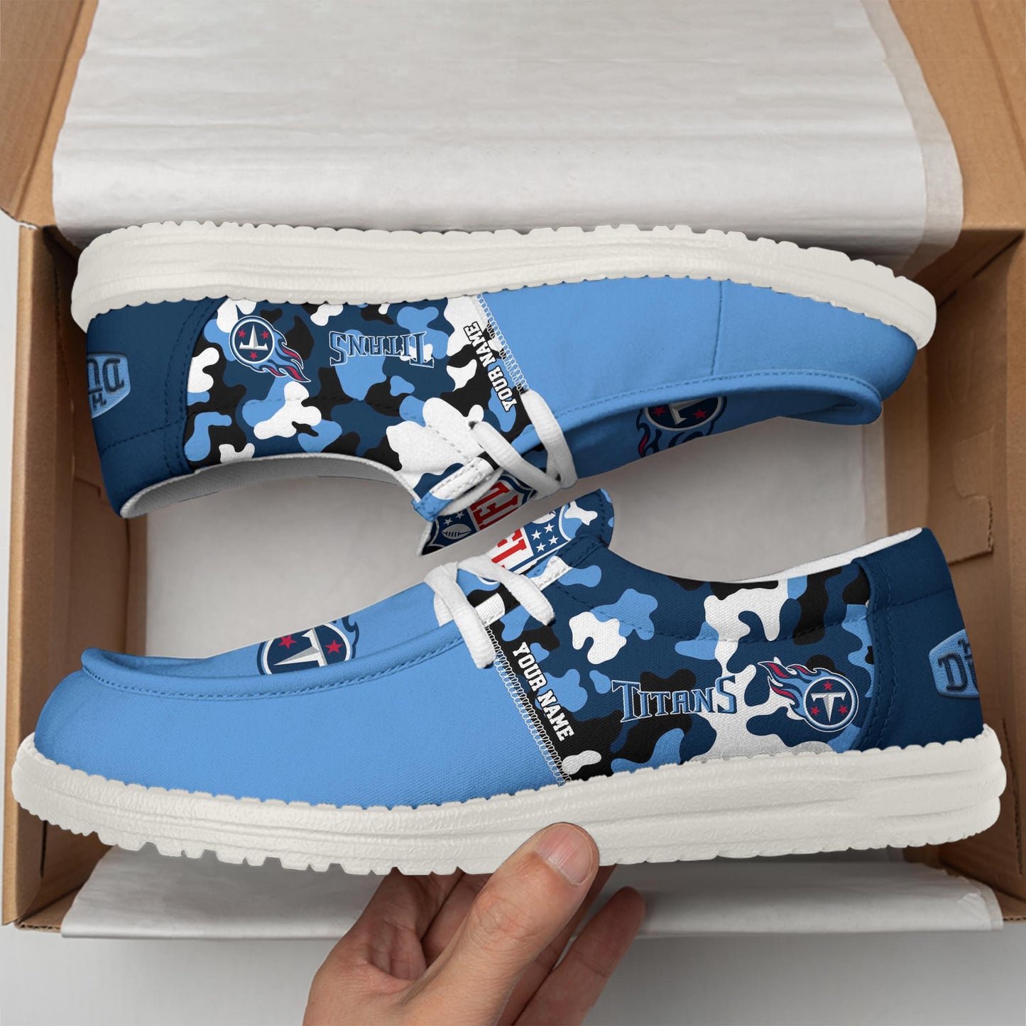LIMITED EDITION - NEW CUSTOMIZED NFL31 TST TENNESSEE TITANS LOAFER SHOES