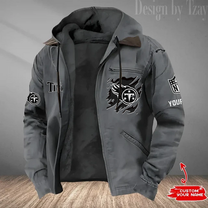 LIMITED EDITION - NEW CUSTOMIZED NFL31 TST TENNESSEE TITANS HOODED CARDIGAN JACKET