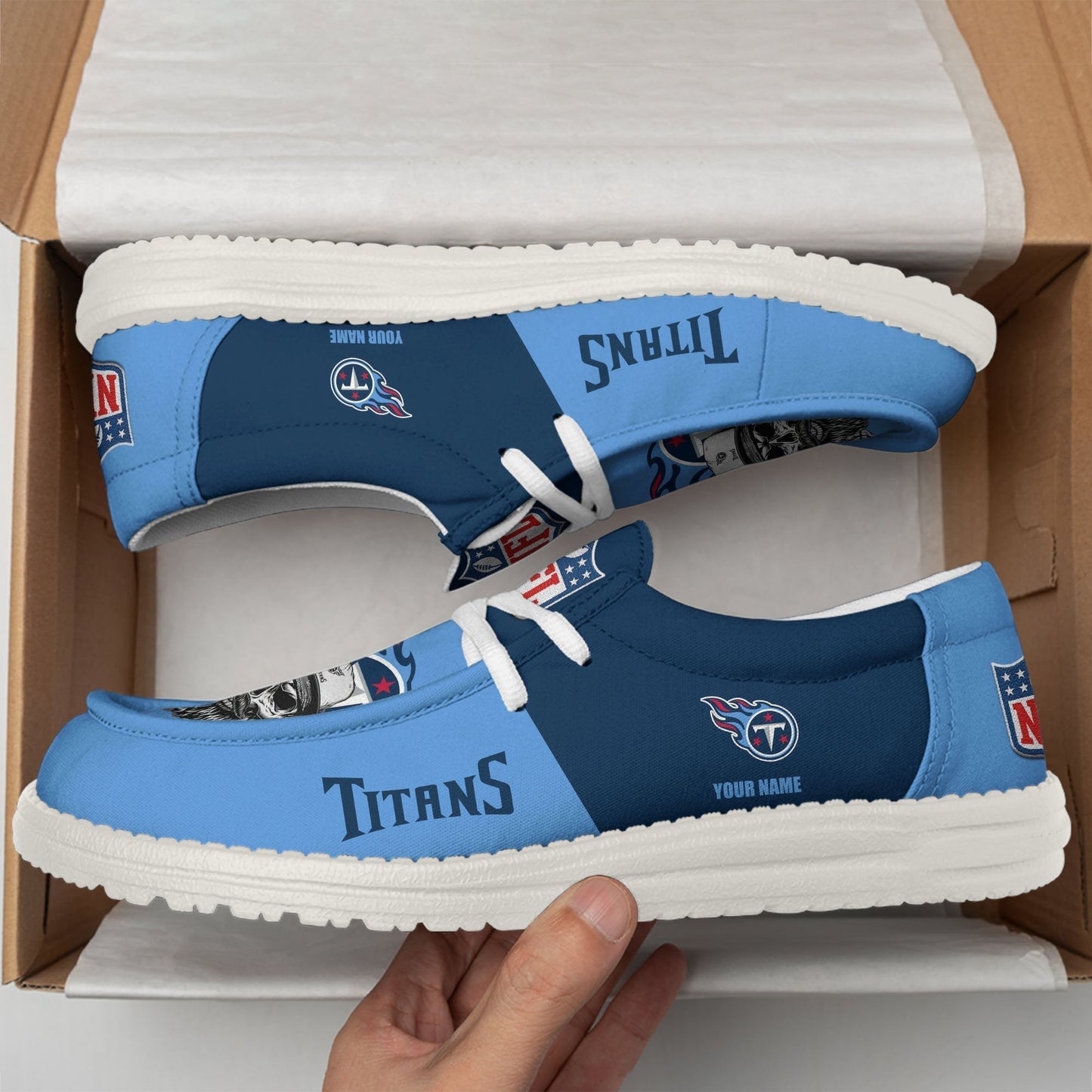 LIMITED EDITION - NEW CUSTOMIZED NFL31 TST TENNESSEE TITANS LOAFER SHOES
