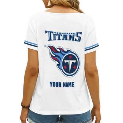LIMITED EDITION - NEW CUSTOMIZED NFL31 TST TENNESSEE TITANS V-NECK FEMALE SHIRT