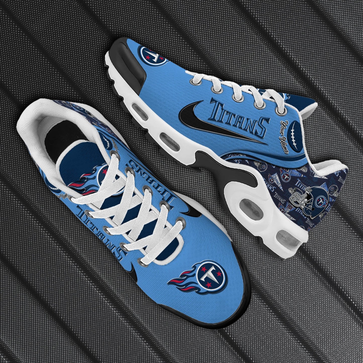 LIMITED EDITION - NEW CUSTOMIZED NFL31 TST TENNESSEE TITANS UNISEX AIR MAX PLUS SNEAKERS