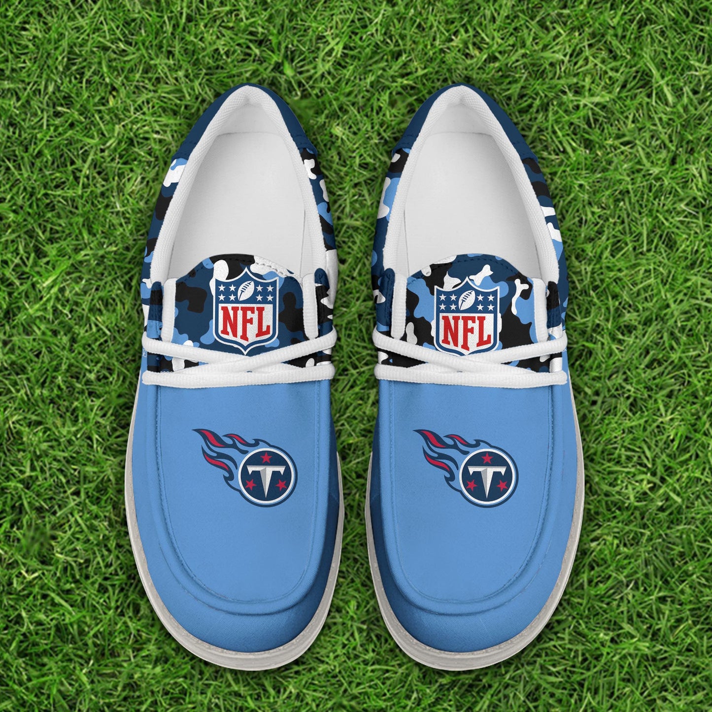 LIMITED EDITION - NEW CUSTOMIZED NFL31 TST TENNESSEE TITANS LOAFER SHOES