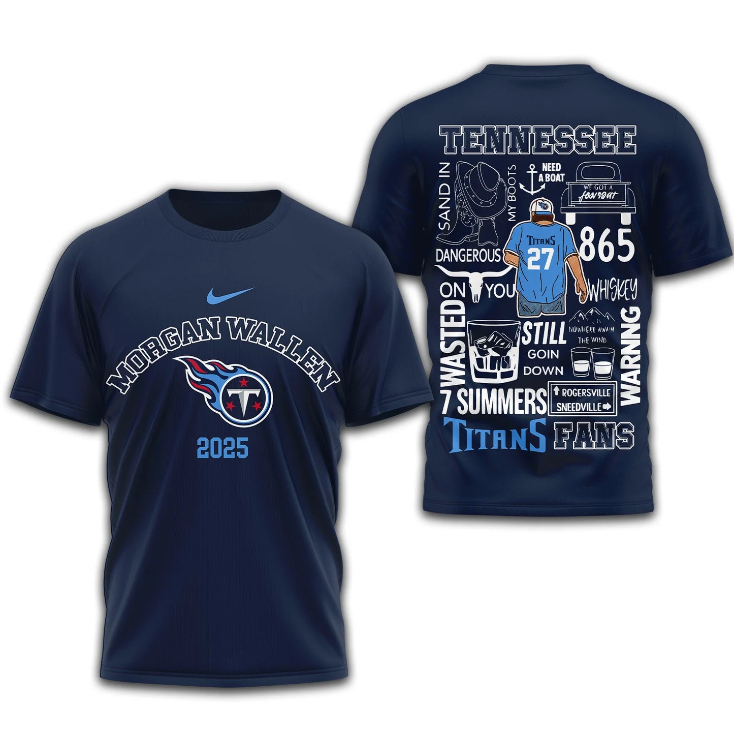 LIMITED EDITION - NEW CUSTOMIZED NFL31 TST TENNESSEE TITANS T-SHIRT | MULTIPLE COLORS AVAILABLE