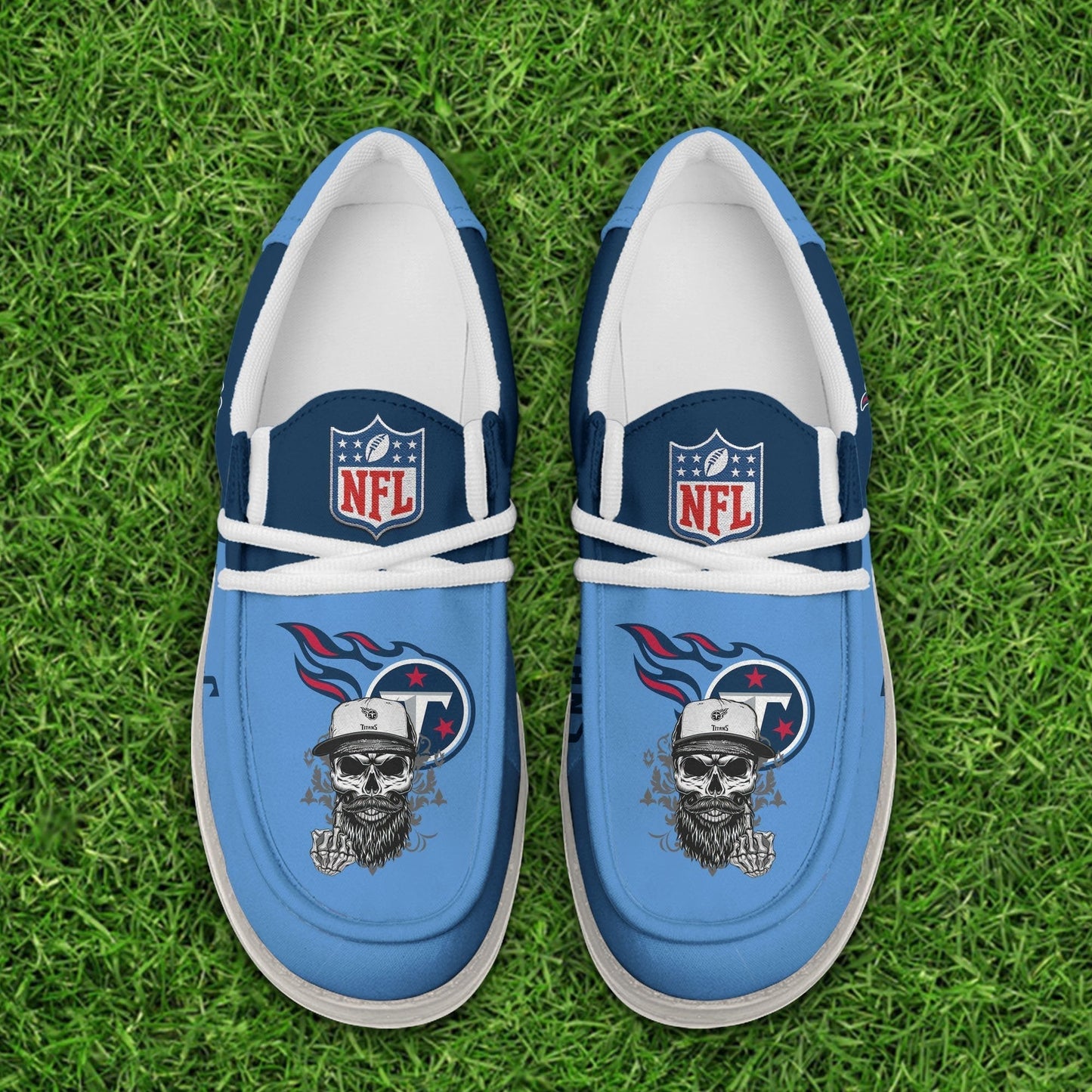 LIMITED EDITION - NEW CUSTOMIZED NFL31 TST TENNESSEE TITANS LOAFER SHOES